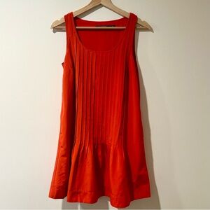 Orange Red Ralph Lauren Pleated Tank Size 0 Dress